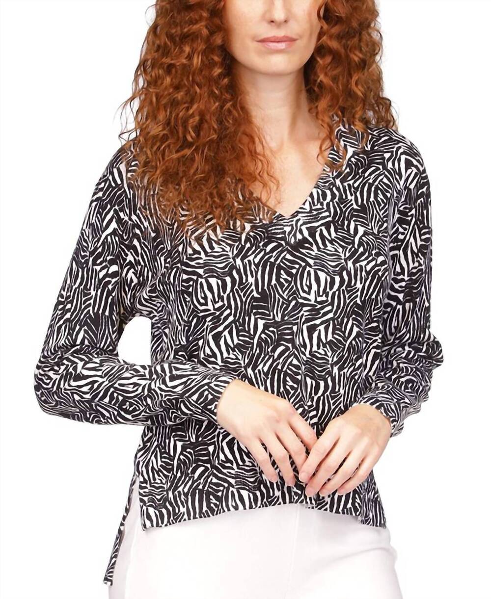 NEW MICHAEL KORS zebra drop hem sweater in black